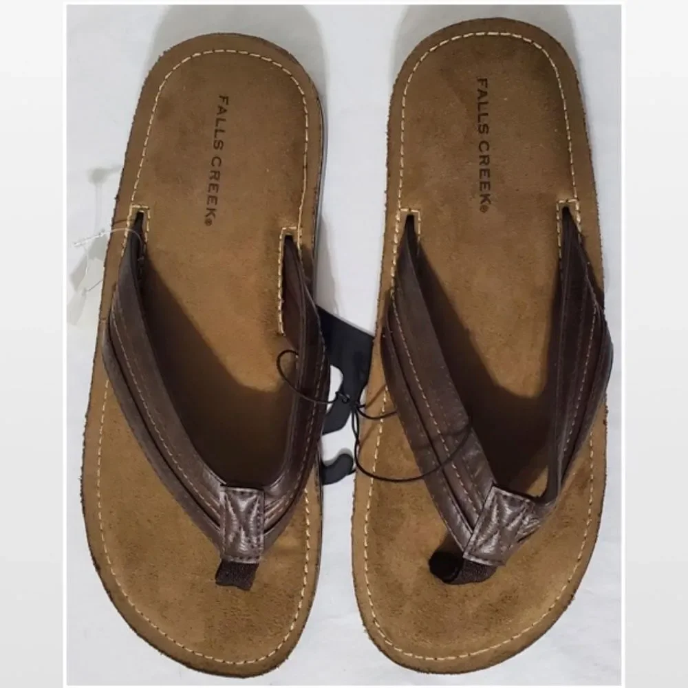 New Falls Creek Mens Flip Flops Shoes Outdoor Brown Tan Size 9 Slip On